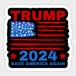 Save america again 2024 trump American Flag Sticker